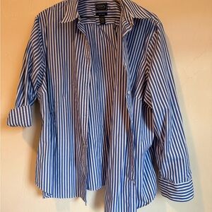 Chaps Blue & White Striped Dress Shirt